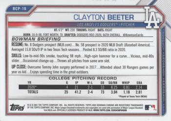 2021 Bowman Sapphire Edition #BCP-16 Clayton Beeter Back