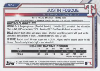 2021 Bowman Sapphire Edition #BCP-41 Justin Foscue Back