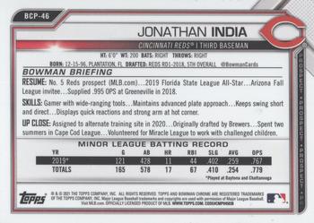 2021 Bowman Sapphire Edition #BCP-46 Jonathan India Back