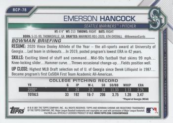 2021 Bowman Sapphire Edition #BCP-78 Emerson Hancock Back