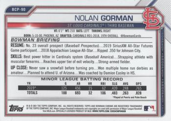 2021 Bowman Sapphire Edition #BCP-90 Nolan Gorman Back