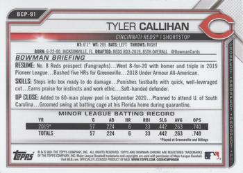 2021 Bowman Sapphire Edition #BCP-91 Tyler Callihan Back