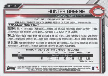 2021 Bowman Sapphire Edition #BCP-127 Hunter Greene Back