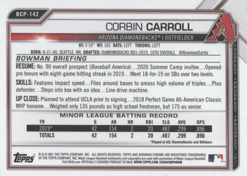 2021 Bowman Sapphire Edition #BCP-142 Corbin Carroll Back