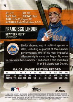 2021 Stadium Club - Red Foil #78 Francisco Lindor Back