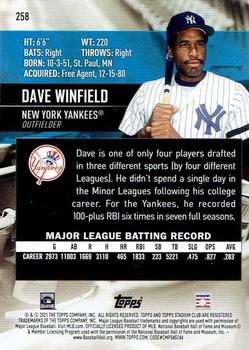 2021 Stadium Club - Red Foil #258 Dave Winfield Back