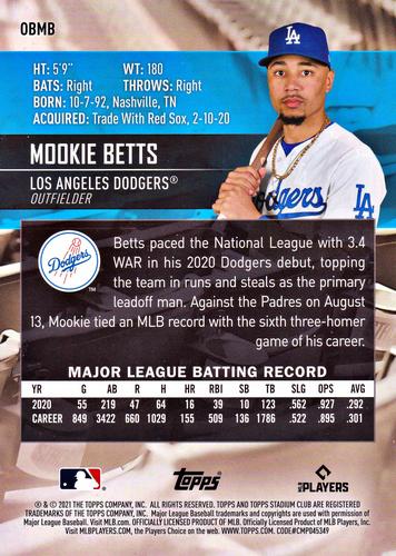 2021 Stadium Club - Oversized Base Toppers #OBMB Mookie Betts Back