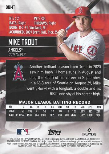 2021 Stadium Club - Oversized Base Toppers #OBMT Mike Trout Back