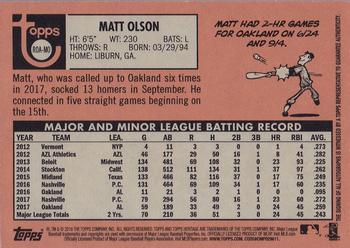 2018 Topps Heritage - Real One Autographs High Number #ROA-MO Matt Olson Back