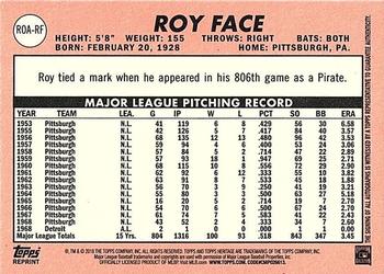 2018 Topps Heritage - Real One Autographs High Number #ROA-RF Roy Face Back