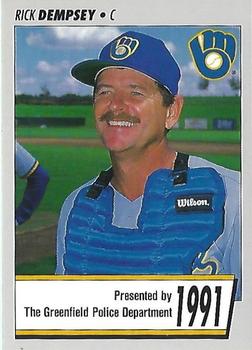 1991 Milwaukee Brewers Police - Greenfield Police Department #NNO Rick Dempsey Front