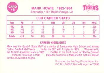 1988 McDag LSU Tigers Greats #2 Mark Howie Back