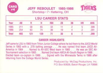 1988 McDag LSU Tigers Greats #4 Jeff Reboulet Back