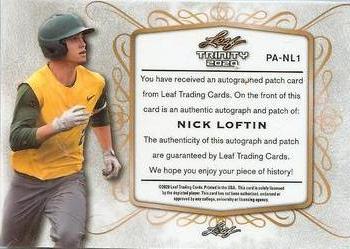 2020 Leaf Trinity - Patch Autographs Bronze #PA-NL1 Nick Loftin Back