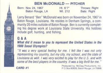 1990 McDag LSU Tigers Ben McDonald #1 Ben McDonald Back