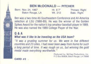 1990 McDag LSU Tigers Ben McDonald #2 Ben McDonald Back