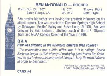 1990 McDag LSU Tigers Ben McDonald #4 Ben McDonald Back