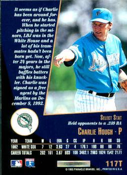 1993 Select Rookie & Traded #117T Charlie Hough Back