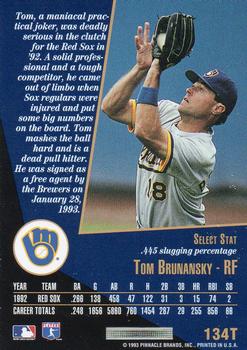 1993 Select Rookie & Traded #134T Tom Brunansky Back