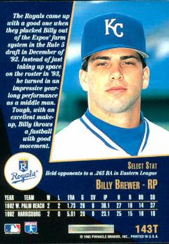 1993 Select Rookie & Traded #143T Billy Brewer Back