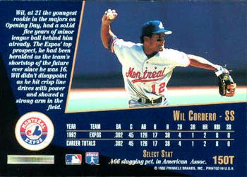 1993 Select Rookie & Traded #150T Wil Cordero Back