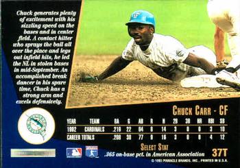 1993 Select Rookie & Traded #37T Chuck Carr Back