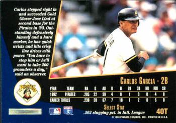 1993 Select Rookie & Traded #40T Carlos Garcia Back