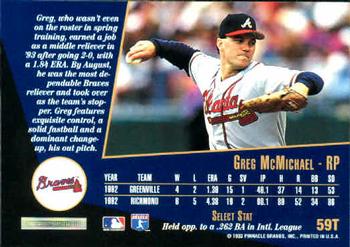 1993 Select Rookie & Traded #59T Greg McMichael Back