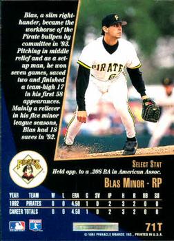 1993 Select Rookie & Traded #71T Blas Minor Back