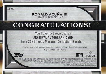 2021 Topps Museum Collection - Archival Autograph #AA-RAJ Ronald Acuña Jr. Back