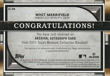 2021 Topps Museum Collection - Archival Autograph #AA-WM Whit Merrifield Back