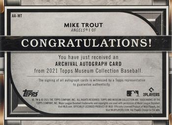 2021 Topps Museum Collection - Archival Autographs Copper #AA-MT Mike Trout Back