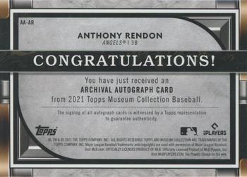 2021 Topps Museum Collection - Archival Autographs Gold #AA-AR Anthony Rendon Back