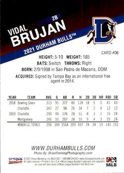 2021 Choice Durham Bulls #06 Vidal Brujan Back