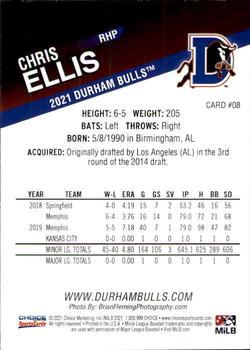 2021 Choice Durham Bulls #08 Chris Ellis Back