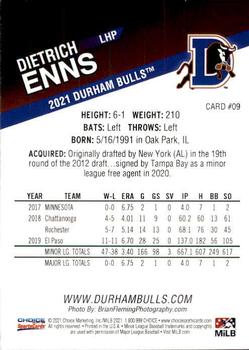 2021 Choice Durham Bulls #09 Dietrich Enns Back