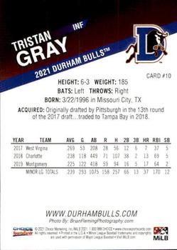2021 Choice Durham Bulls #10 Tristan Gray Back