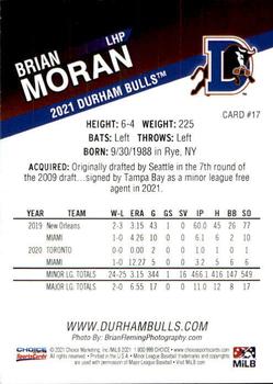 2021 Choice Durham Bulls #17 Brian Moran Back