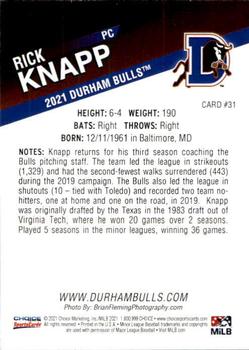 2021 Choice Durham Bulls #31 Rick Knapp Back