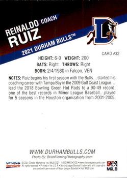 2021 Choice Durham Bulls #32 Reinaldo Ruiz Back