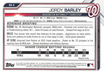 2021 Bowman Draft #BD-6 Jordy Barley Back