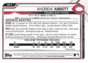 2021 Bowman Draft #BD-8 Andrew Abbott Back