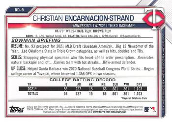2021 Bowman Draft #BD-9 Christian Encarnacion-Strand Back