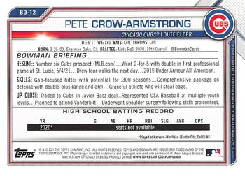 2021 Bowman Draft #BD-12 Pete Crow-Armstrong Back