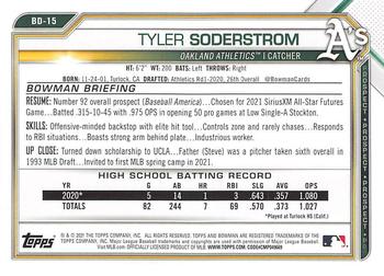 2021 Bowman Draft #BD-15 Tyler Soderstrom Back