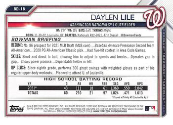 2021 Bowman Draft #BD-18 Daylen Lile Back