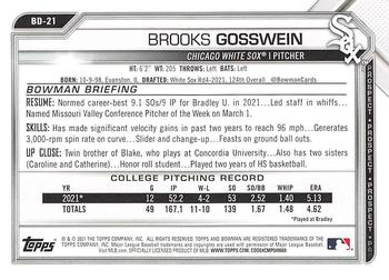 2021 Bowman Draft #BD-21 Brooks Gosswein Back