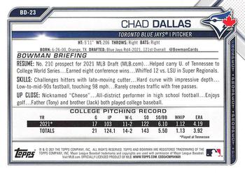 2021 Bowman Draft #BD-23 Chad Dallas Back