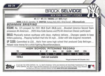 2021 Bowman Draft #BD-24 Brock Selvidge Back