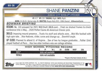 2021 Bowman Draft #BD-36 Shane Panzini Back